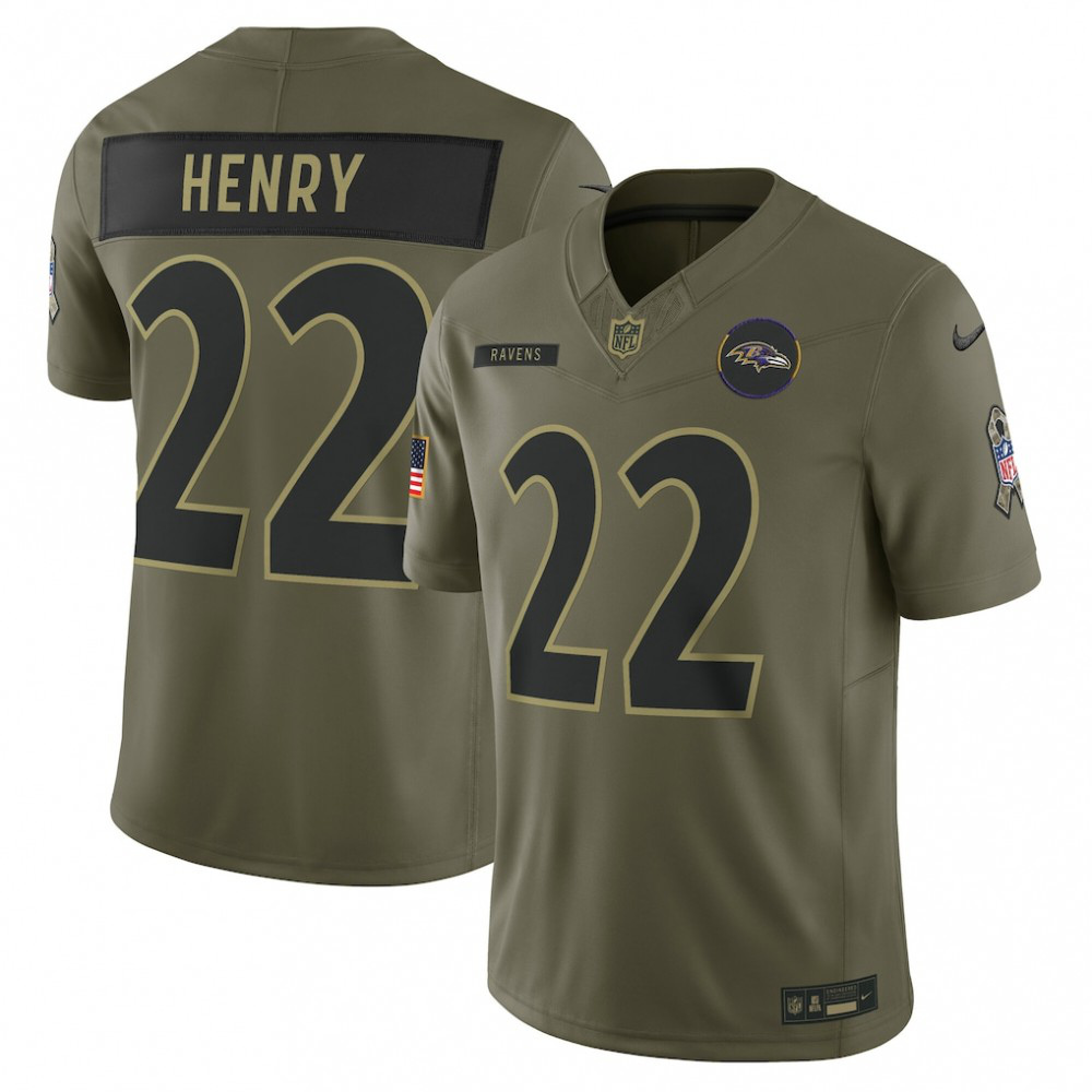 Derrick Henry Baltimore Ravens Nike 2025 Salute to Service Limited Jersey - Olive-GridironStore